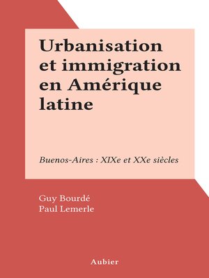 cover image of Urbanisation et immigration en Amérique latine
